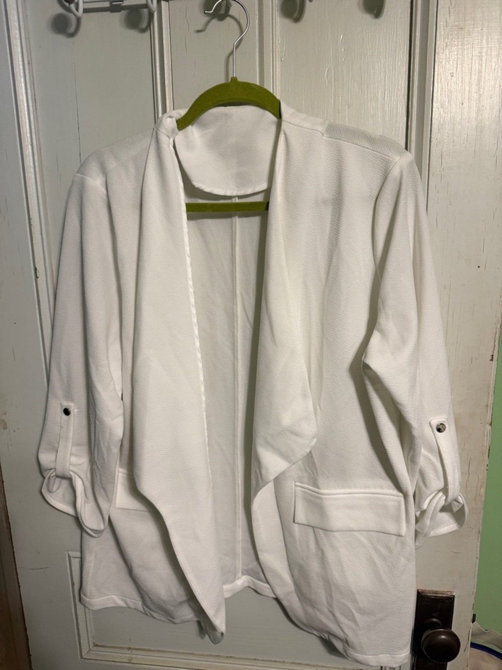 Amazon White Open-Front Draped Blazer
